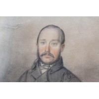 Portret mężczyzny w stroju z epoki. 1 poł. XIX wieku. Pastel na papierze. 